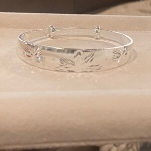 Silver Plated Floral Bangle Bracelet